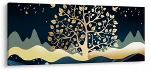 Tablou cu copac auriu (120x50 cm)