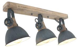 Steinhauer Spot tavan Gearwood, 3 becuri lung, gri, reglabil, Lemn, Camera de zi / sufragerie, Lemn, Vintage