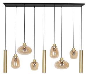 Steinhauer Lampă suspendată Reflexion, metal, sticlă, 9 becuri, alamă, reglabil, Auriu / Alamă, Camera de zi / sufragerie, Sticlă