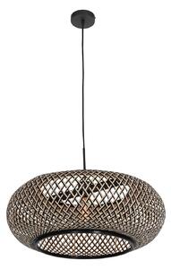 Steinhauer Lampă suspendată Maze, negru-natur, reglabil, Negru, Camera de zi / sufragerie, Bamboo, Modern