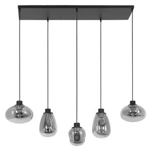 Steinhauer Reflexion lampă suspendată, 5 becuri 100x30cm, reglabil, Negru, Camera de zi / sufragerie, Metal