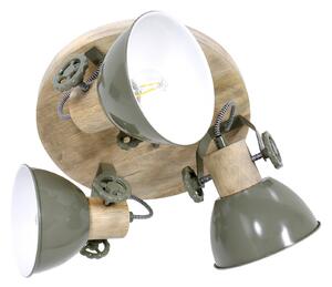 Steinhauer Gearwood spot tavan, 3 becuri rotund, verde, reglabil, Lemn, Camera de zi / sufragerie, Lemn, Vintage