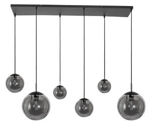 Steinhauer Lampă suspendată Bollique, 6 becuri, negru, reglabil, Negru, Camera de zi / sufragerie, Sticlă