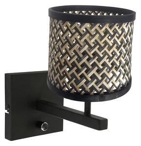 Steinhauer Aplică de perete Stang 3709ZW, negru/natural, din răchită, Negru, Camera de zi / sufragerie, Lemn