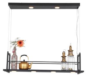 Steinhauer Tor lampă suspendată LED, 6 becuri, negru, reglabil, Negru, Camera de zi / sufragerie, Metal, Modern