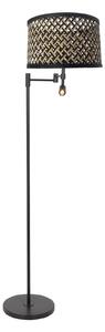 Steinhauer Lampă de podea Stang, lumină lectură LED, răchită neagră/naturală, Negru, Camera de zi / sufragerie, Lemn