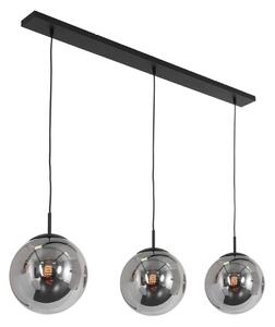 Steinhauer Bollique lampă suspendată, 3 becuri, lung, negru, sticlă, reglabil, Negru, Camera de zi / sufragerie, Sticlă, glob