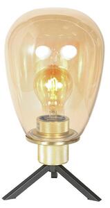 Steinhauer Lampă de masă Reflexion, Ø 15 cm, înălțime 28 sticlă, culoarea alamei, Auriu / Alamă, Camera de zi / sufragerie, Sticlă