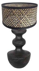 Steinhauer Lampă de masă Lyons 3747ZW, negru/natural, din răchită, Negru, Camera de zi / sufragerie, Lemn