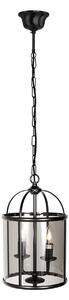 Steinhauer Lampă suspendată Pimpernel, Ø 23 cm, negru, sticlă gri fumuriu, reglabil, Negru, Hol, Metal, Antichitate