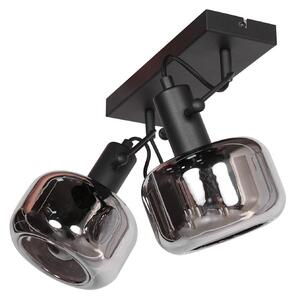 Steinhauer Aplică de perete Glaslic, 2 becuri, gri fum, sticlă, metal, reglabil, Negru, Camera de zi / sufragerie, Sticlă