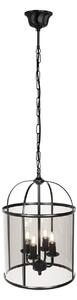 Steinhauer Lampă suspendată Pimpernel, Ø 32 cm, negru, sticlă gri fumuriu, reglabil, Negru, Hol, Metal, Antichitate