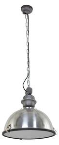 Steinhauer Lampă suspendată Bikkel, Ø 42 cm, culoare oțel, metal, sticlă, E27, reglabil, Metalic, Bucătărie, Metal, Design industrial