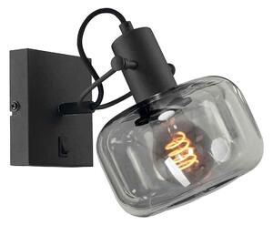 Steinhauer Aplică de perete Glaslic, gri fum, 1 bec, sticlă, metal, reglabil, Negru, Camera de zi / sufragerie, Sticlă