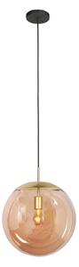 Steinhauer Lampă suspendată Bollique, alamă, Ø 40 cm, sticlă, 1 bec, sferică, reglabil, Auriu / Alamă, Camera de zi / sufragerie, Sticlă, glob
