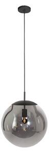Steinhauer Lampă suspendată Bollique, negru, Ø 40 cm, sticlă, 1 bec, sferică, reglabil, Negru, Camera de zi / sufragerie, Sticlă, glob