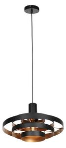 Steinhauer Lampă suspendată Halo Cirque, negru, metal, Ø 50 cm, E27, reglabil, Negru, Camera de zi / sufragerie, Metal, Modern