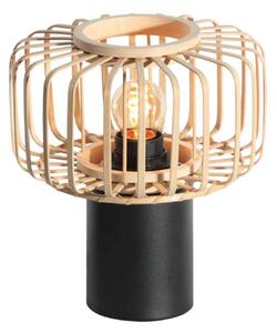 Steinhauer Lampa de masă Bloeba, negru/natur, metal, lemn, E27, Lemn, Camera de zi / sufragerie, Bamboo, Scandinavă
