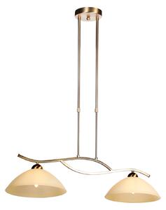 Steinhauer Lampă suspendată Anthea, 2 becuri, bronz, metal, sticlă, E27, reglabil, Bronz / Alamă Veche, Camera de zi / sufragerie, Sticlă