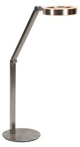 Steinhauer Lampa de masă LED Ringlux, culoare oțel, metal, 2.700 K, dimabil, reglabil, Metalic, Camera de zi / sufragerie, Metal, Modern, Birou de masă