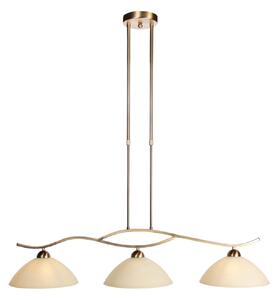 Steinhauer Lampă suspendată Anthea, 3 becuri, bronz, metal, sticlă, E27, reglabil, Bronz / Alamă Veche, Camera de zi / sufragerie, Sticlă