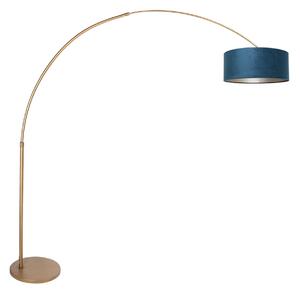 Steinhauer Lampadar de podea cu arc Sparkled Light bronz/albastru, 240 cm, velur, reglabil, Bronz / Alamă Veche, Camera de zi / sufragerie, Metal, Modern