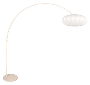 Steinhauer Lampadar de podea cu arc Sparkled Light crem/alb, 240 cm, mătase, reglabil, Bej, Camera de zi / sufragerie, Metal, Modern