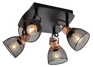 Plafoniera Klausen Urban 4 Industrial Negru Cupru Antic 32x32x18 cm 4xE14 Corp Iluminat Metalic Modern pentru Bucatarie Hol Design Elegant Fiabil