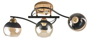 Candelabru Klausen Theme 3 Essential 3xE27 Negru Auriu Sticla Ambra 24x60x26 cm Lustra Eleganta pentru Sufragerie si Dining Design Clasic Premium