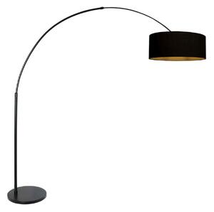 Steinhauer Lampadar de podea cu arc Sparkled Light negru/negru-auriu, 240 cm, reglabil, Negru, Camera de zi / sufragerie, Metal, Modern, Umbră de masă