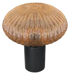 Mexlite Lampa de masă Bloeba, Ø 30 cm negru/chihlimbar, sticlă, Portocaliu, Camera de zi / sufragerie, Sticlă, Modern