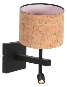Steinhauer Aplică de perete Stang, negru/maro Lumină citit LED Înălțime 27 cm Plută, Negru, Camera de zi / sufragerie, Metal, Modern, Lumină de lectură