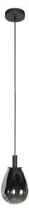 Mexlite Lampă suspendată LED Glimsy, Ø 14 cm, negru/gri fum, sticlă, reglabil, Gri, Camera de zi / sufragerie, Sticlă