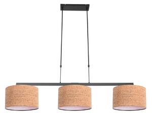 Steinhauer Lampă suspendată Stang, negru/maro, lungime 140 cm, plută, 3 becuri., reglabil, Negru, Camera de zi / sufragerie, Metal, Modern
