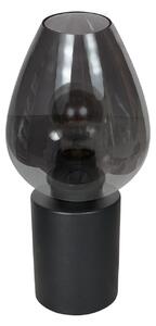 Mexlite Lampa de masă Bloeba, negru/gri fum, Ø 15 cm, sticlă în formă picătură, Gri, Camera de zi / sufragerie, Sticlă