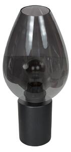 Mexlite Lampa de masă Bloeba, negru/gri fumuriu, Ø 22 cm, sticlă în formă picătură, Gri, Camera de zi / sufragerie, Sticlă