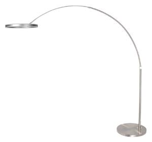Steinhauer Lampă cu arc LED Ringlux, culoare oțel, metal, CCT, dimabil, reglabil, Metalic, Camera de zi / sufragerie, Metal, Modern