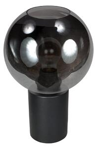 Mexlite Lampa de masă Bloeba, negru/gri fum, Ø 20 cm, glob din sticlă, Gri, Camera de zi / sufragerie, Sticlă