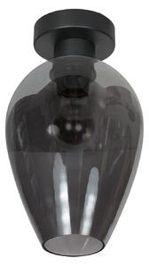 Mexlite Plafonieră Bloeba, negru/gri fum, Ø 22 cm, picătură de sticlă, reglabil, Gri, Camera de zi / sufragerie, Sticlă