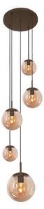 Steinhauer Lampa suspendată Bollique, maro/chihlimbar, sticlă, cu 5 becuri, reglabil, Maro / Rugină, Camera de zi / sufragerie, Sticlă