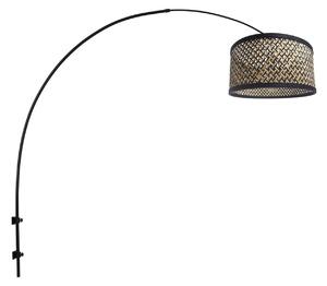 Steinhauer Aplică de perete Sparkled Light, negru/împletitură negru-lemn, Negru, Camera de zi / sufragerie, Metal