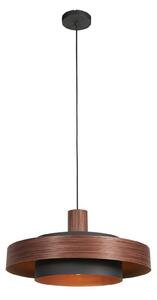 Steinhauer Lampă suspendată Flinter, decor lemn, metal, Ø 50 cm, E27, reglabil, Lemn, Camera de zi / sufragerie, Metal, Modern