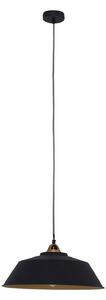 Mexlite Lampă suspendată Nove, negru, interior auriu, metal, E27, reglabil, Negru, Bucătărie, Metal