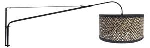 Steinhauer Aplică de perete Elegant Classy, negru/împletitură negru-lemn, Negru, Camera de zi / sufragerie, Metal