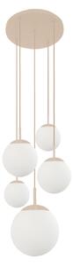 Steinhauer Lampa suspendată Bollique, crem/alb opal, sticlă, cu 5 becuri, reglabil, Bej, Camera de zi / sufragerie, Sticlă