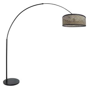 Steinhauer Lampa arc Sparkled Light, negru/împletitură negru-lemn, Negru, Camera de zi / sufragerie, Metal