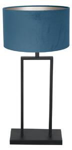 Steinhauer Lampa de masă Stang 3862ZW, negru/albastru velur, înălțime 55 cm, Negru, Camera de zi / sufragerie, Țesătură / Textil