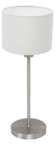 Mexlite Lampa de masă Noor, oțel/pânză albă, înălțime 50 cm, E27, Metalic, Camera de zi / sufragerie, Metal