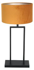 Steinhauer Lampa de masă Stang 3858ZW, negru/velur auriu, înălțime 55 cm, Negru, Camera de zi / sufragerie, Țesătură / Textil