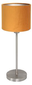 Mexlite Lampa de masă Noor, oțel/velur auriu, înălțime 50 cm, E27, Metalic, Camera de zi / sufragerie, Metal